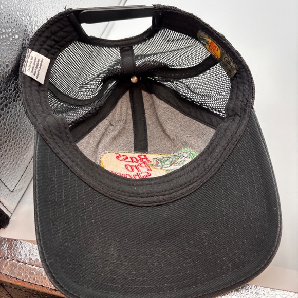 Vintage Bass Pro Shops Gone Fishing Basic Solid Black Embroidered Snapback Hat - Picture 8 of 10